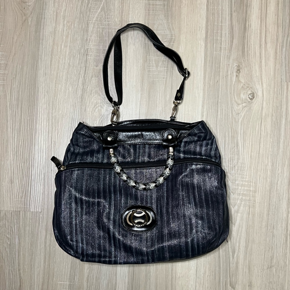 Gilda Tonelli Silver Grey Vintage y2k authentic leather large handbag!